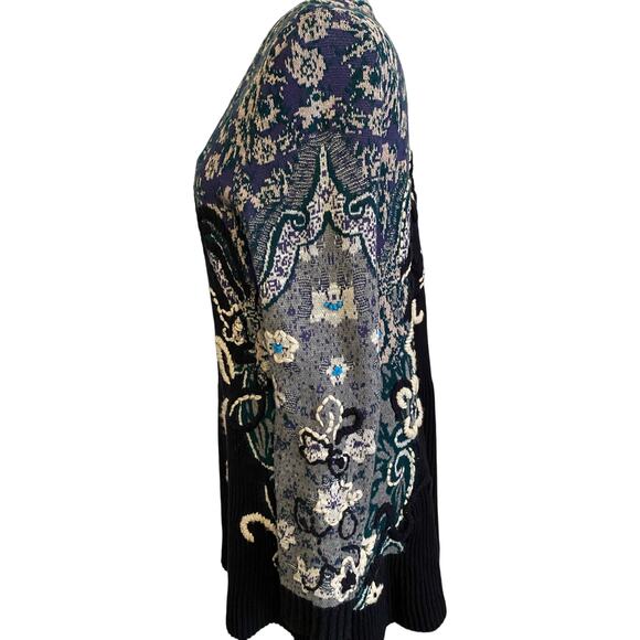 Anthropologie HWR MONOGRAM Emmia Hand Stitched‎ Embroidered Cardigan Sweater S - Picture 2 of 7